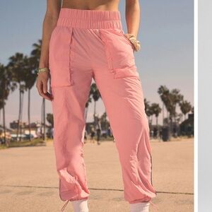Fabletics Ultra High-Waisted Piped Nylon Pants Rouge Blush Size M